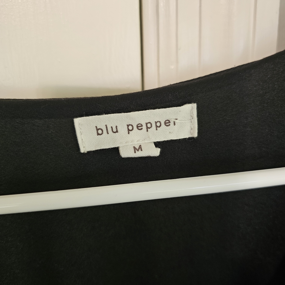 Blu Pepper Black Sheer Blouse with Polka Dots - Picture 5 of 5